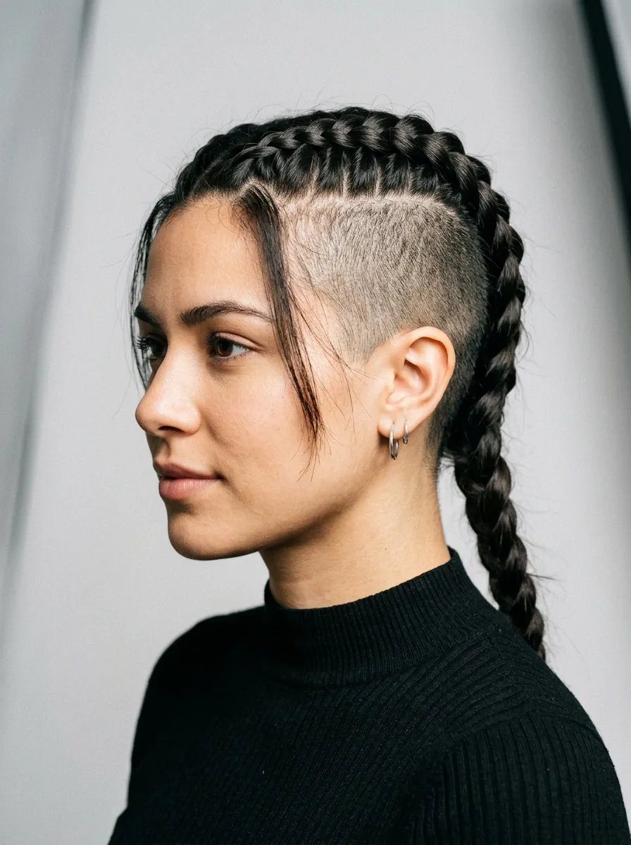 Braided Rocker Style with Shaved Sides