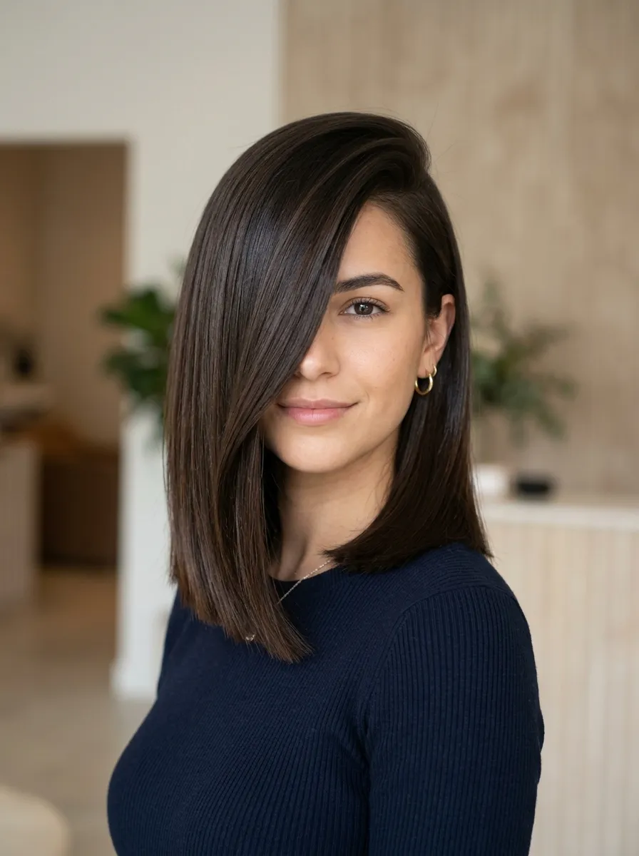 Blunt Lob with a Deep Side Part