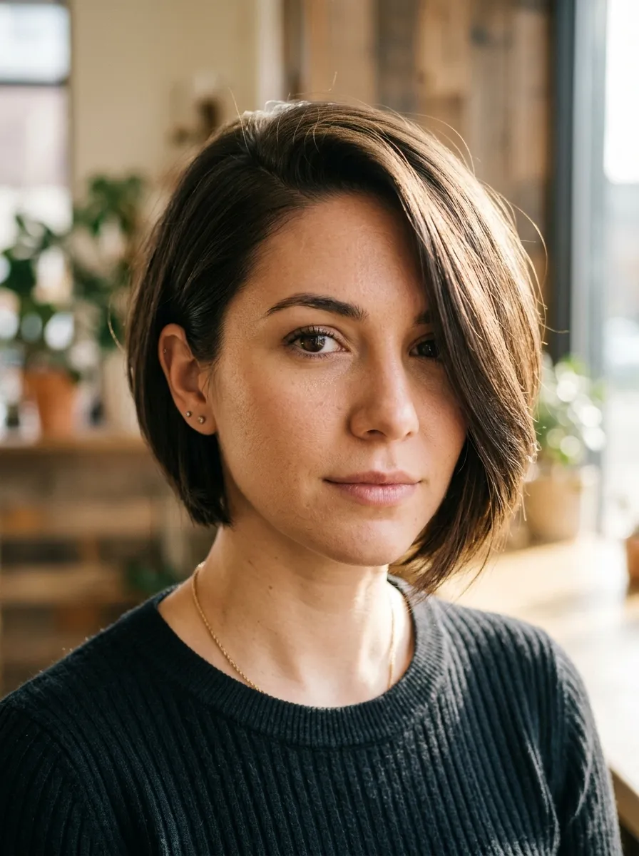 The Bob with a Deep Side Part and Tuck