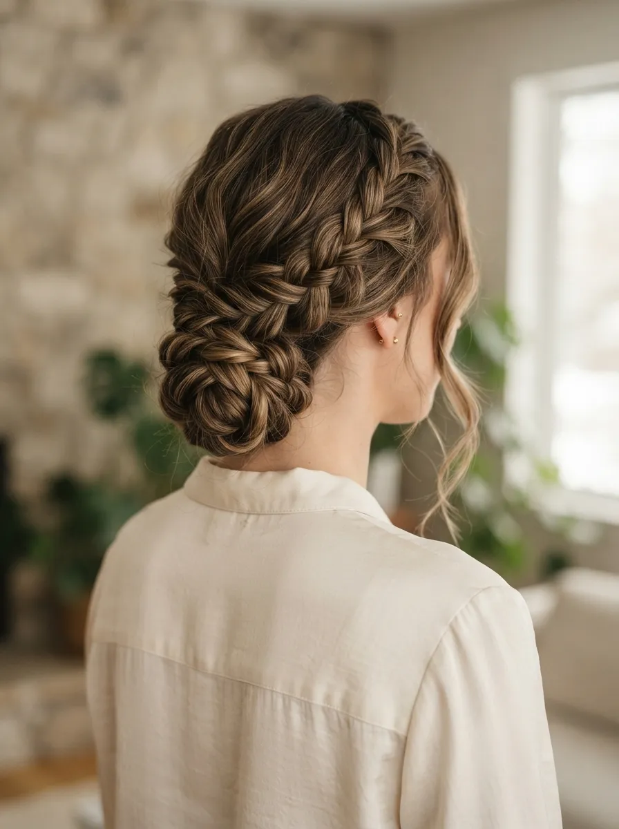 Braided Low Ponytail Updo