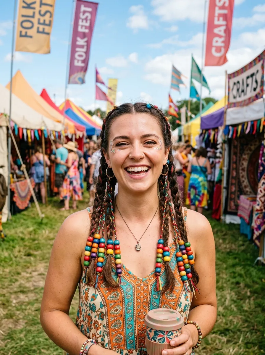Pigtail Braids with Colorful Beads