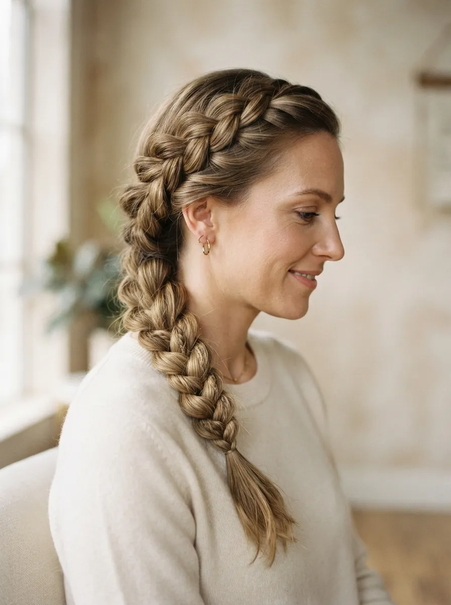 Rope Braid Low Side Ponytail