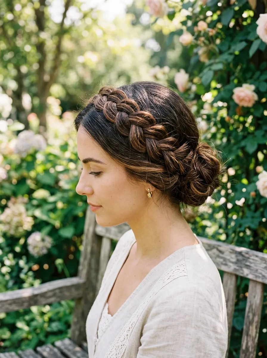 Bun with Braided Crown