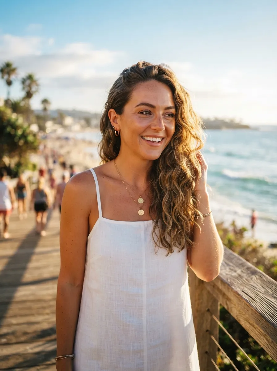 Tucked Hair With A Relaxed Beach Wave Finish