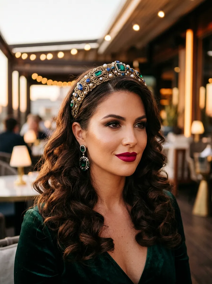 Glam Curls with Statement Headband