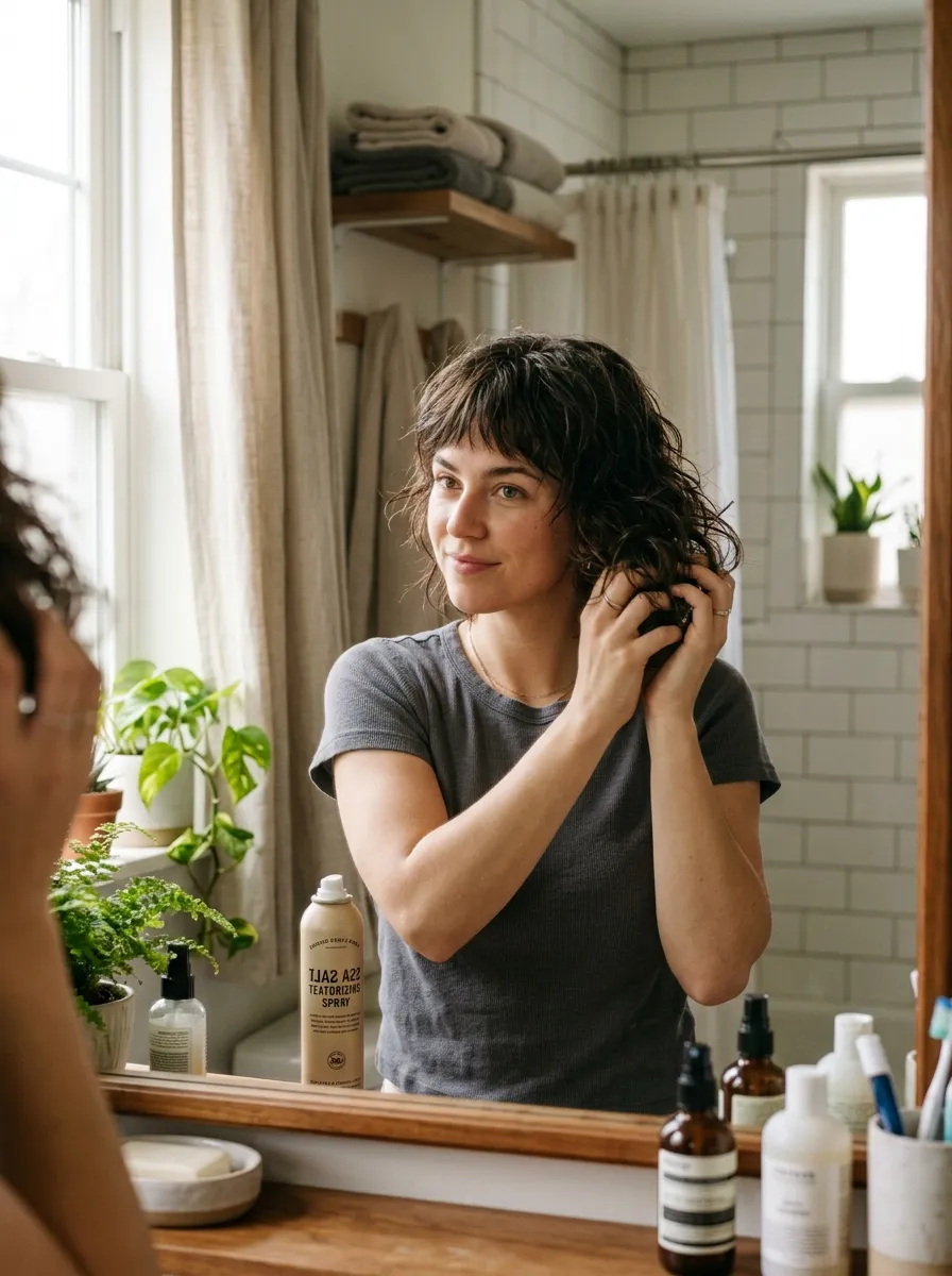 Short Shag with Scrunched Texture Spray