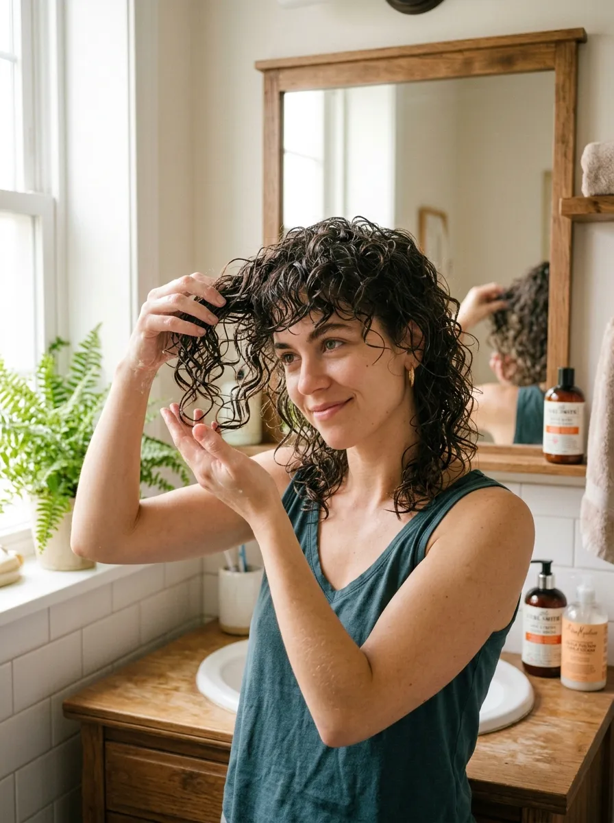 Curly Wolf Cut with Scrunch Styling