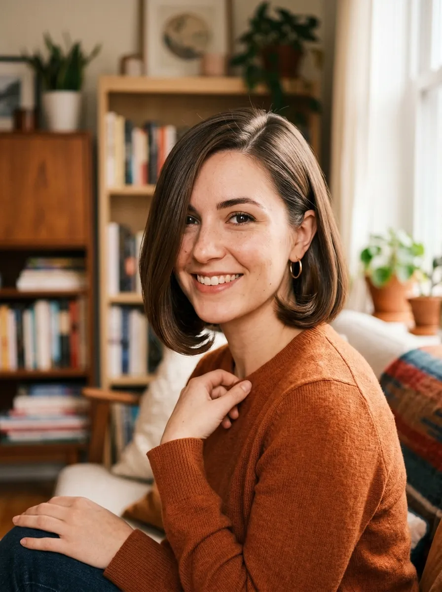 The Side-Parted Bob with Inward Curl