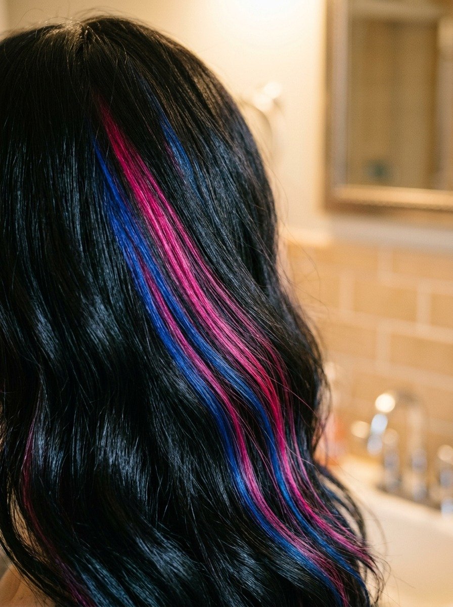 Jet Black Base With Colorful Streaks