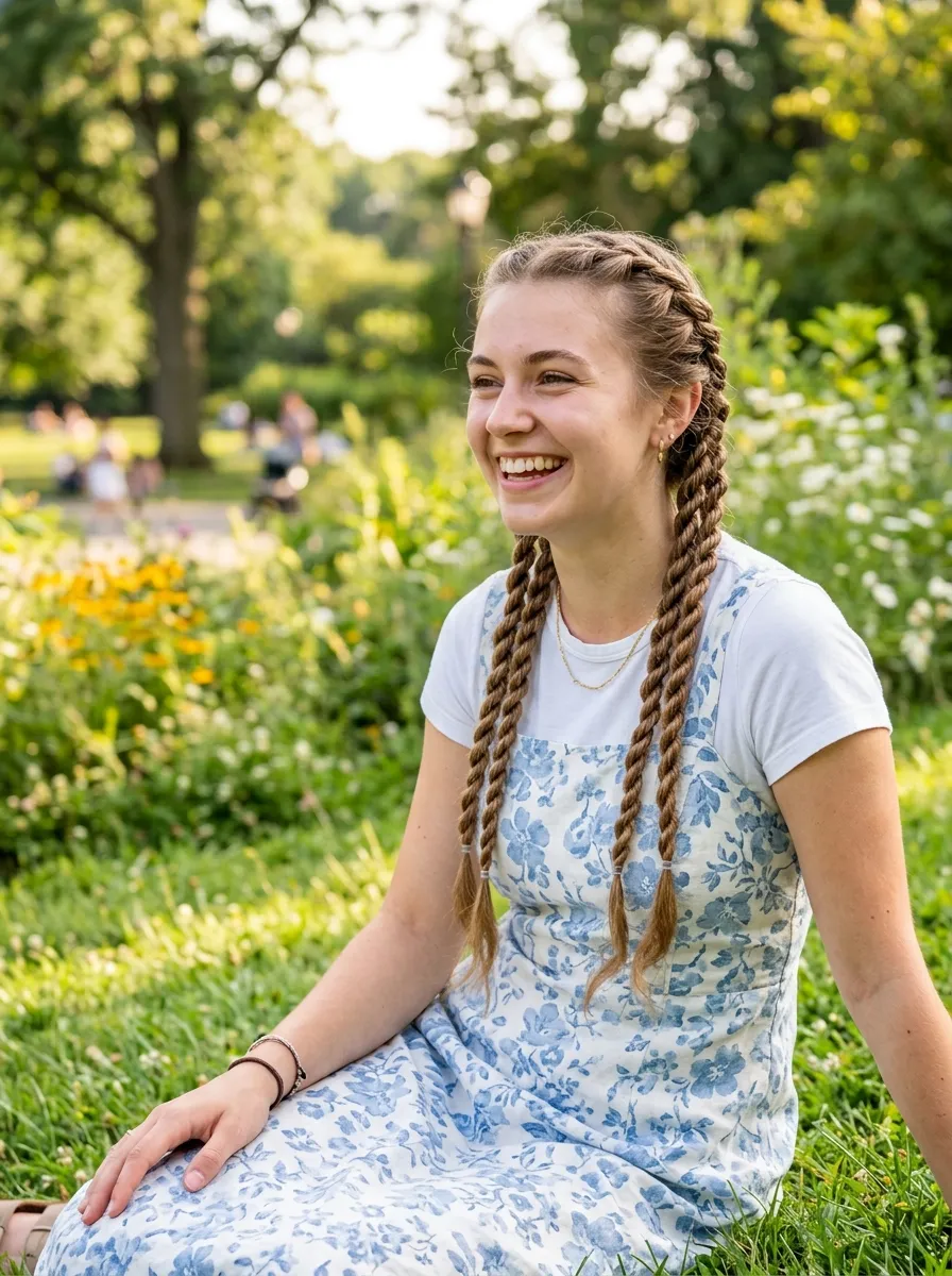 Double Rope Braid Pigtails