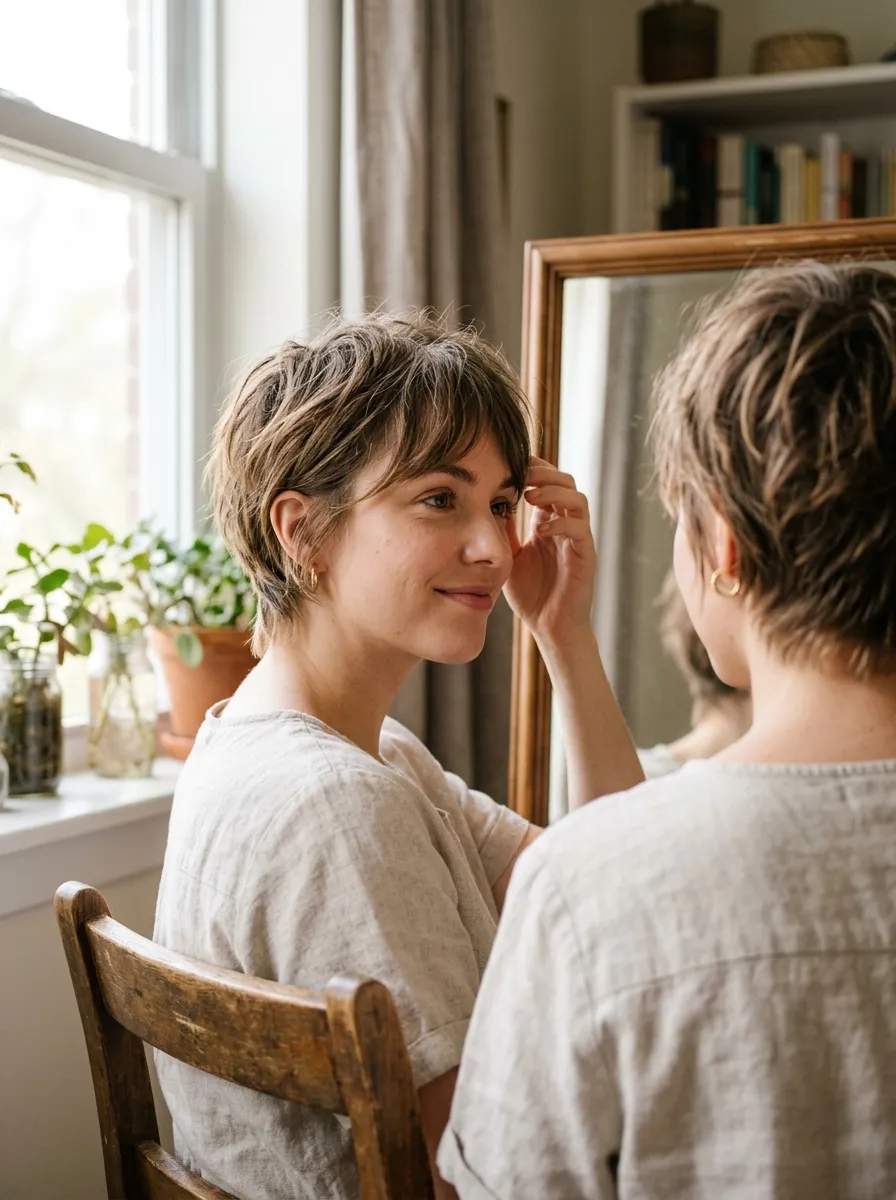 Short Pixie Shag with Wispy Bangs