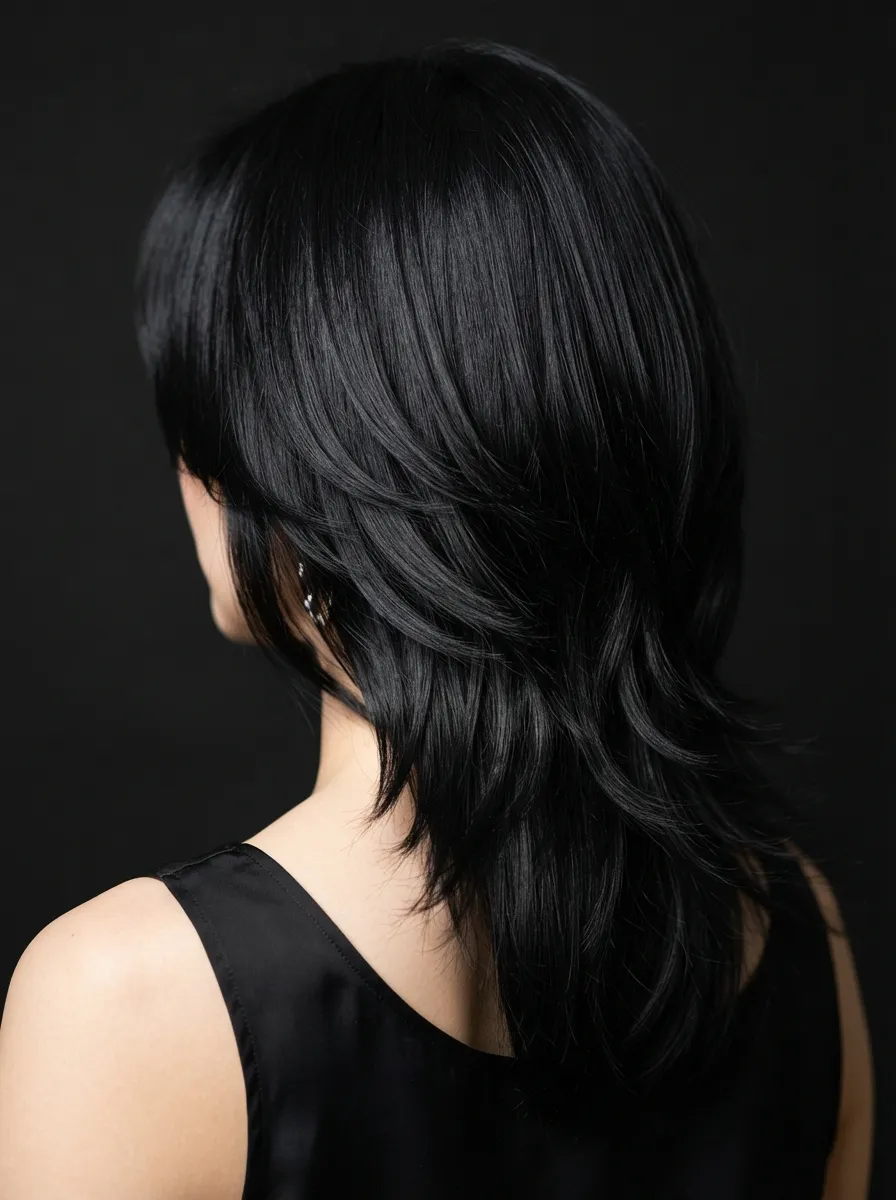 Jet Black Feathered Layers