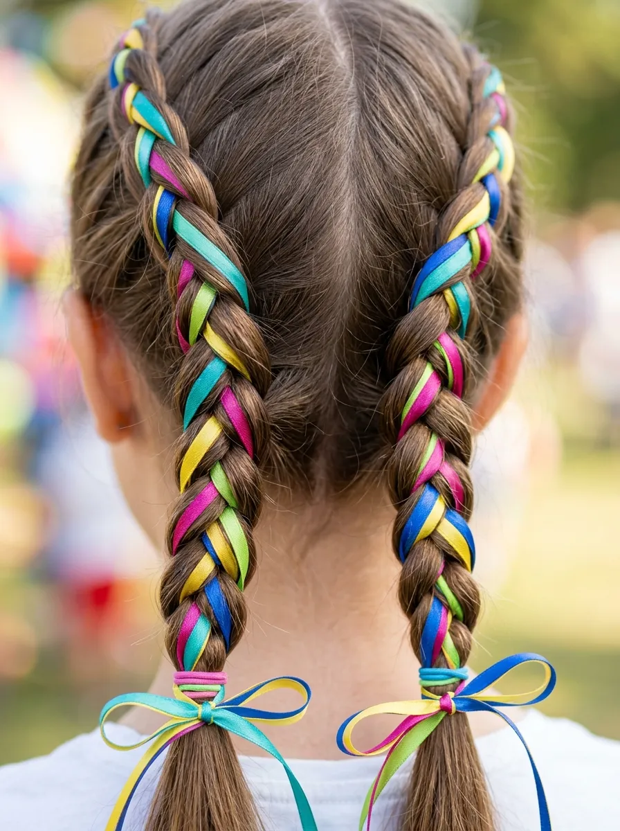 Rainbow Braided Pigtails