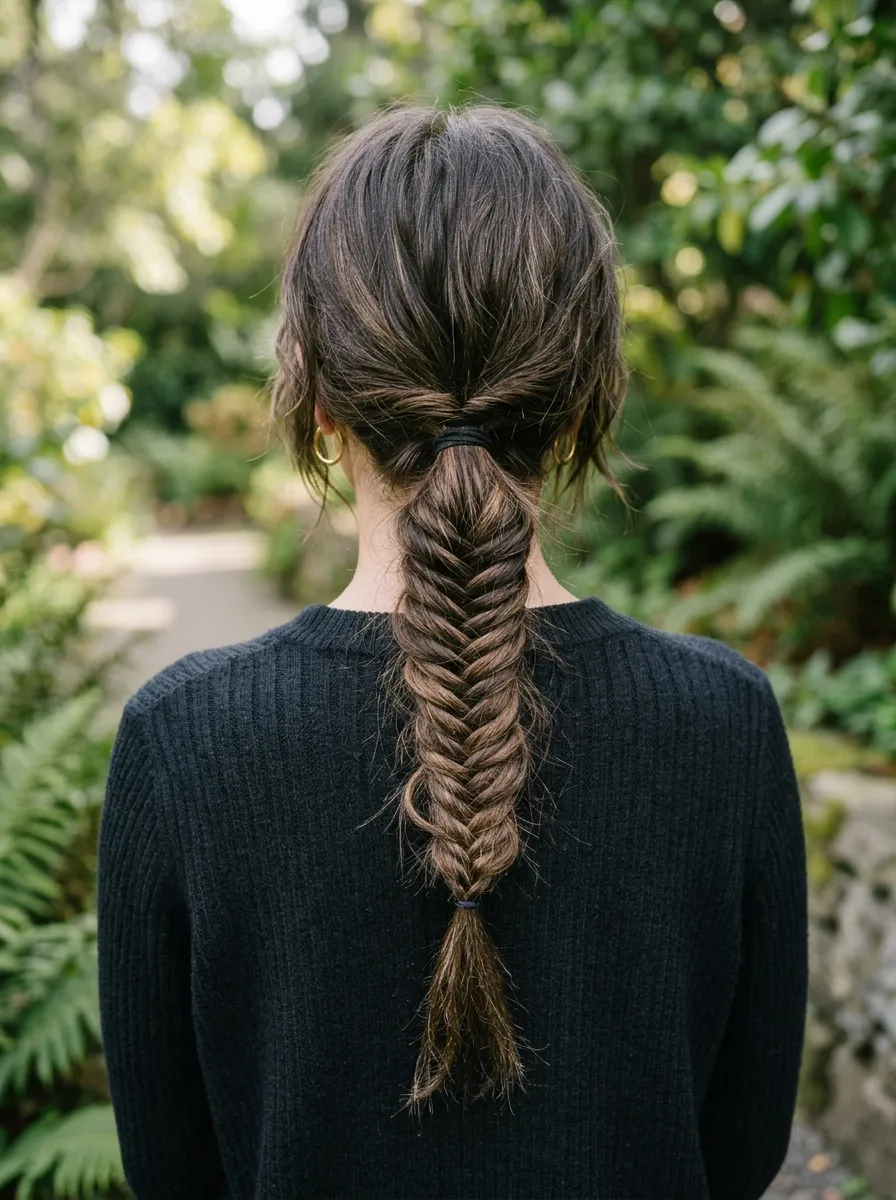Wolf Cut Fishtail Braid Ponytail