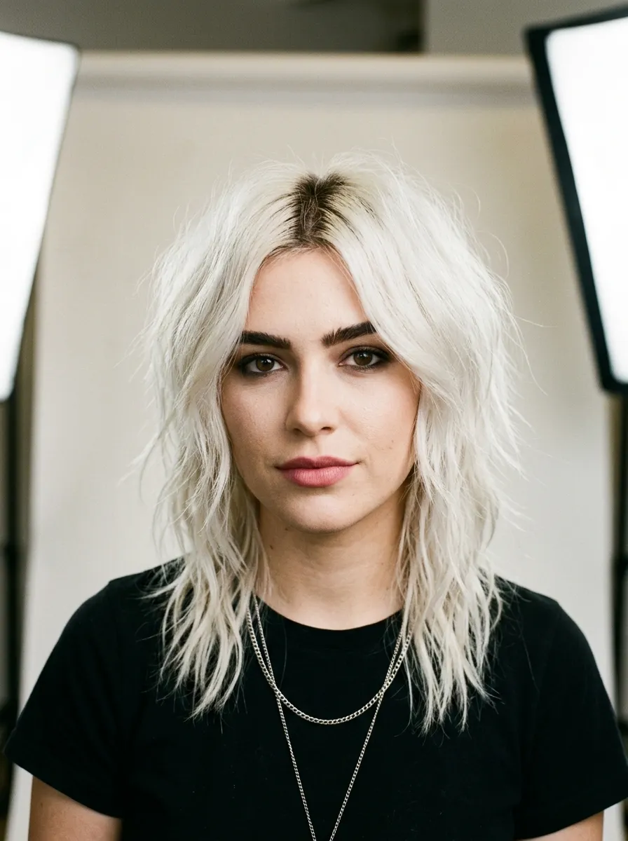 Bleached Platinum Rocker Hair