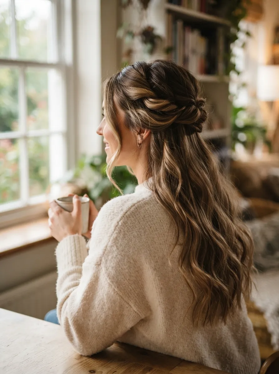 Half Up Twisted Updo