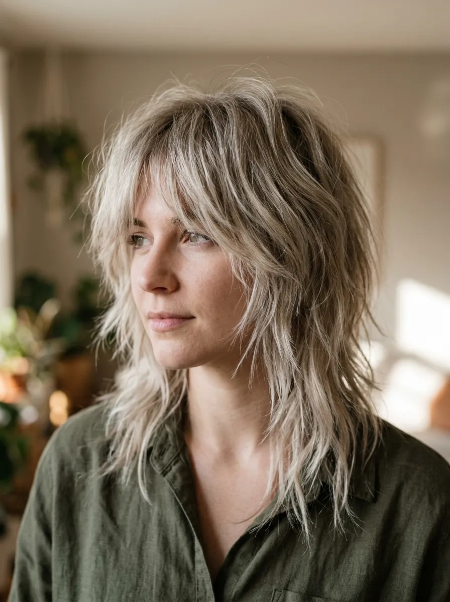 Choppy Layered Shag for Fine Hair
