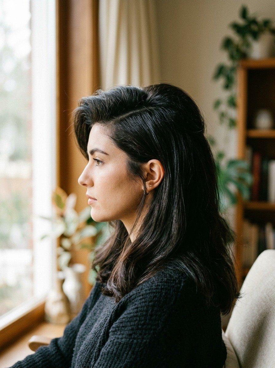 Deep Side Part With Volume on Top