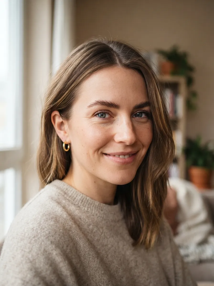 Low Tuck Behind One Ear With A Middle Part