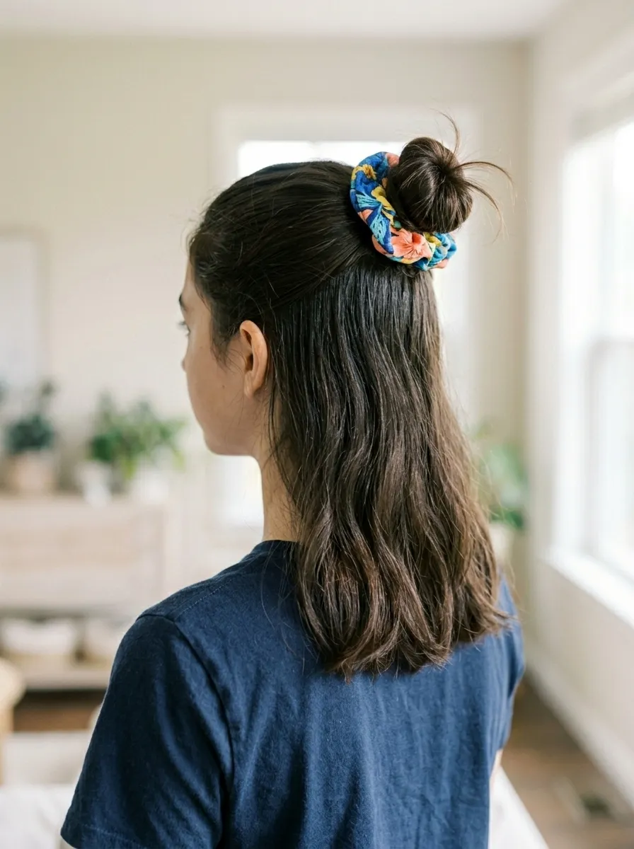 Half-Up Scrunchie Bun