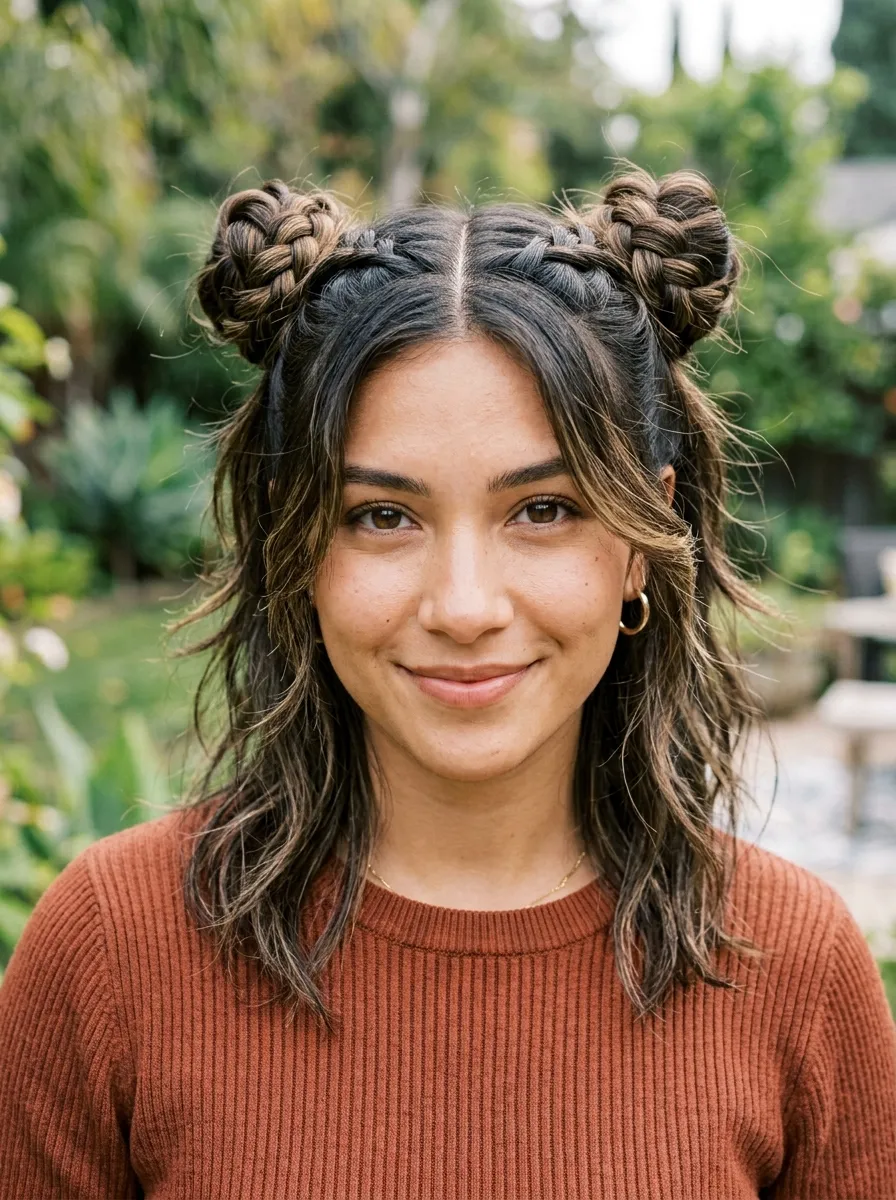 Wolf Cut Braided Space Buns