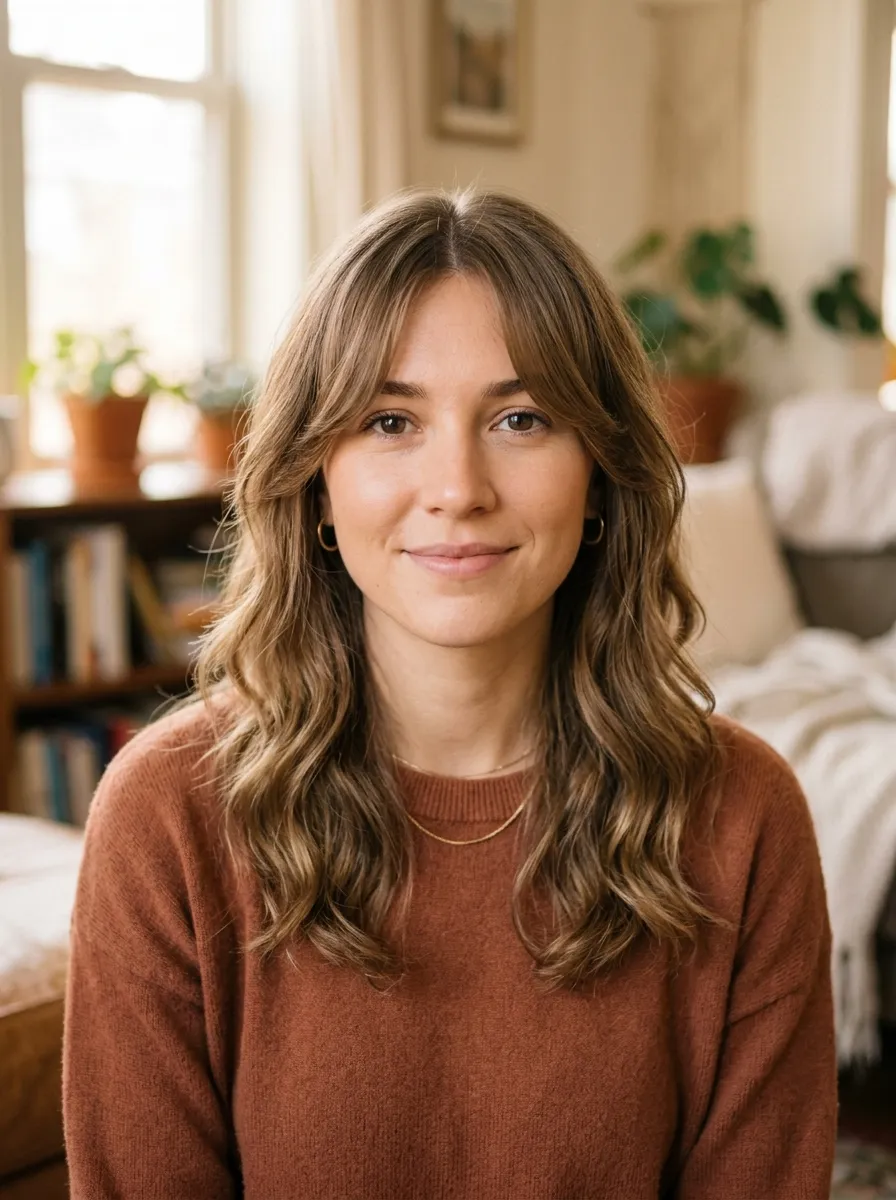 Middle Part with Curtain Bangs