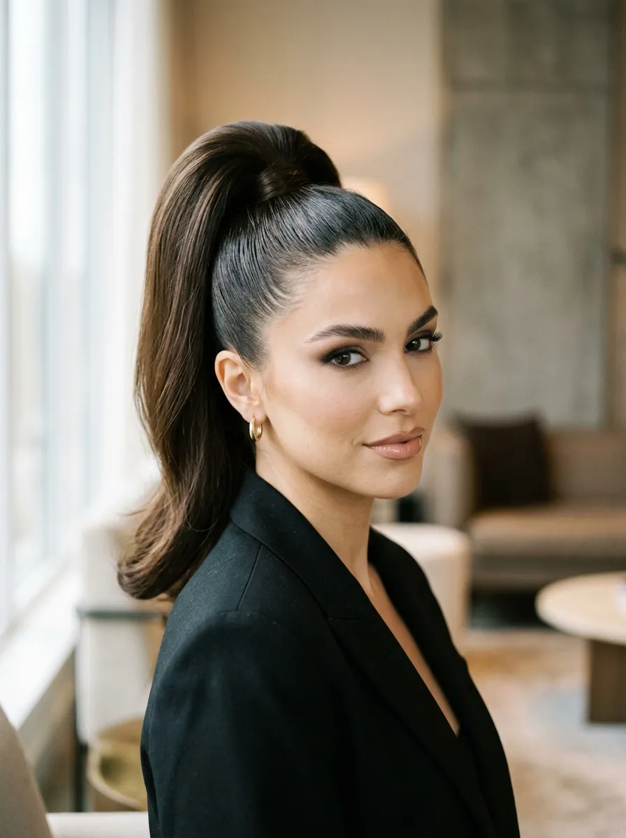 Sleek High Ponytail with Volume