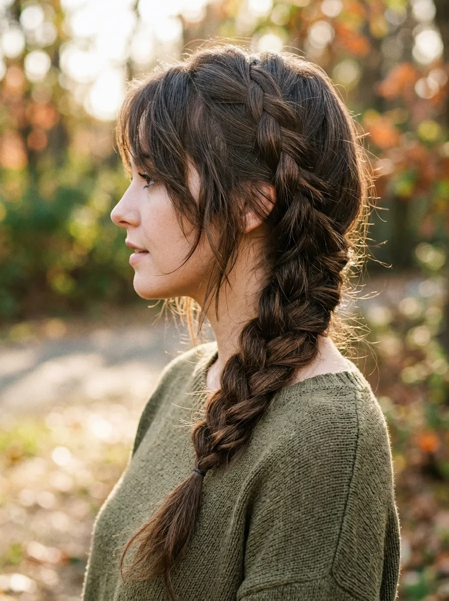 Wolf Cut Side Braid with Loose Layers