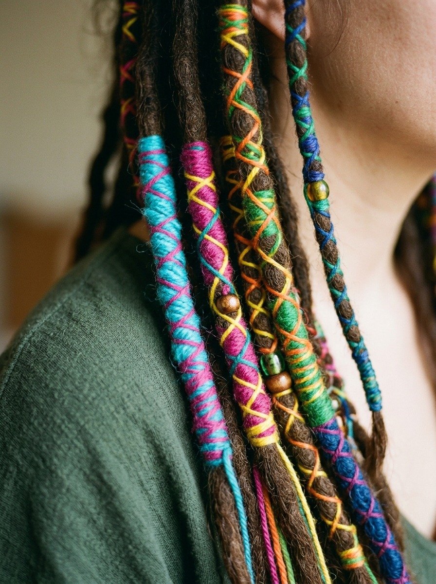 Colorful Wrapped Locs