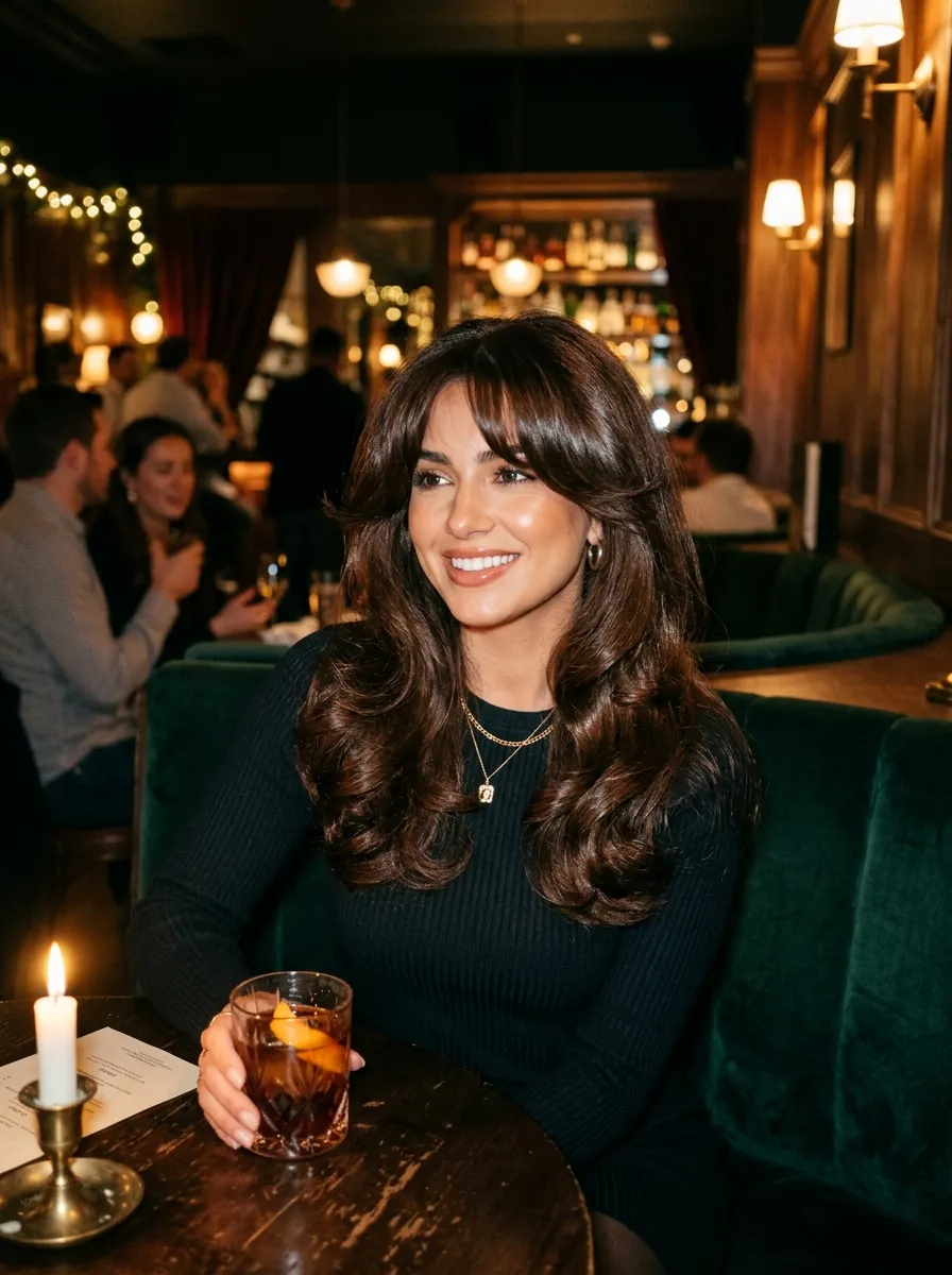 Big Hair Blowout with Bangs