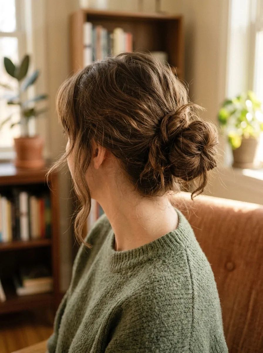Messy Bun with Face-Framing Pieces