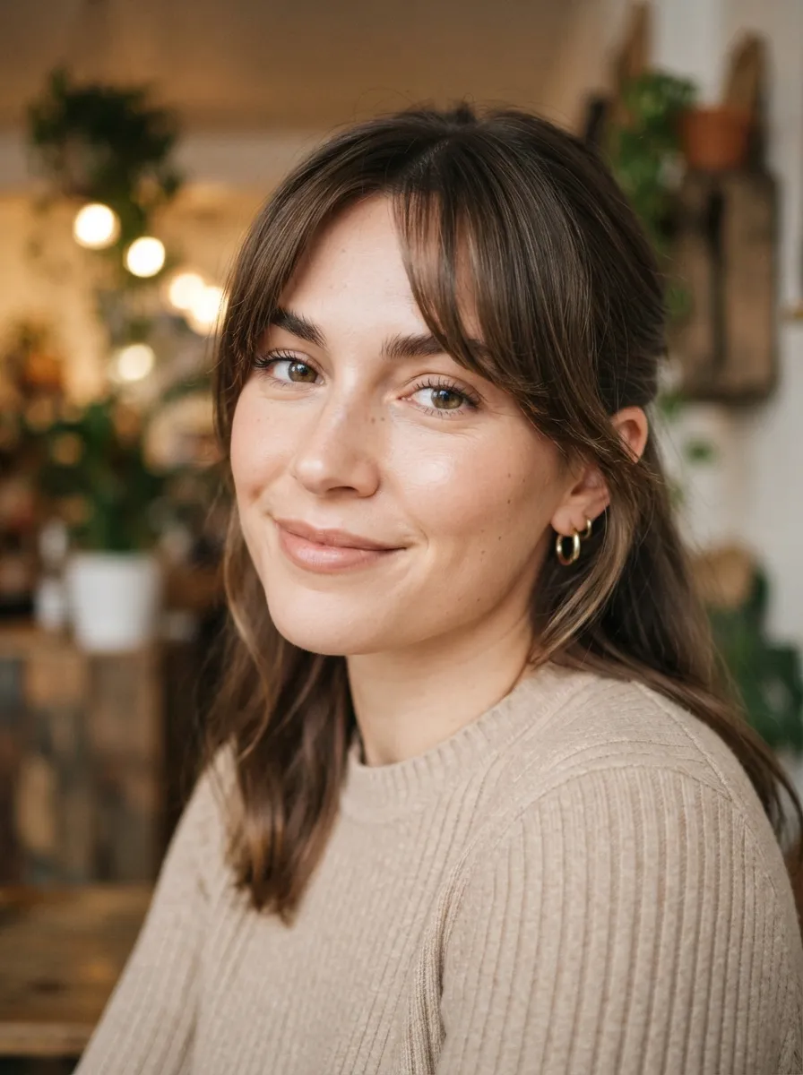Tucked Bangs With A Curtain Fringe