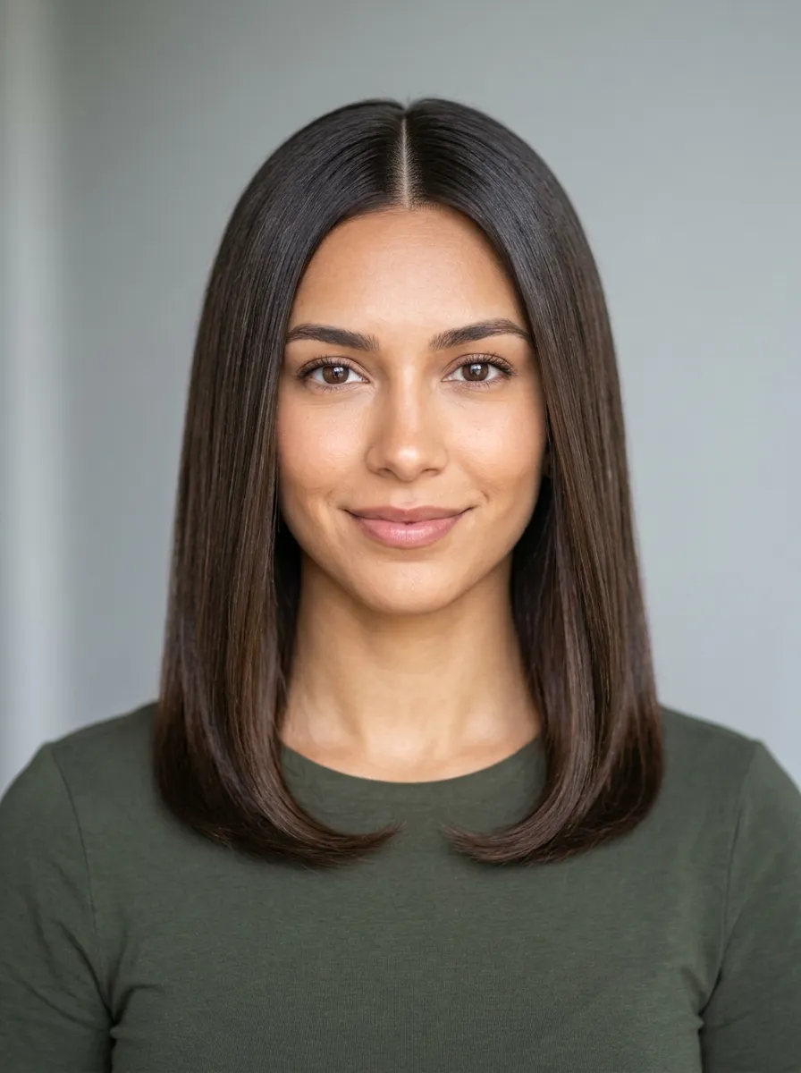 Sleek Middle Part Lob
