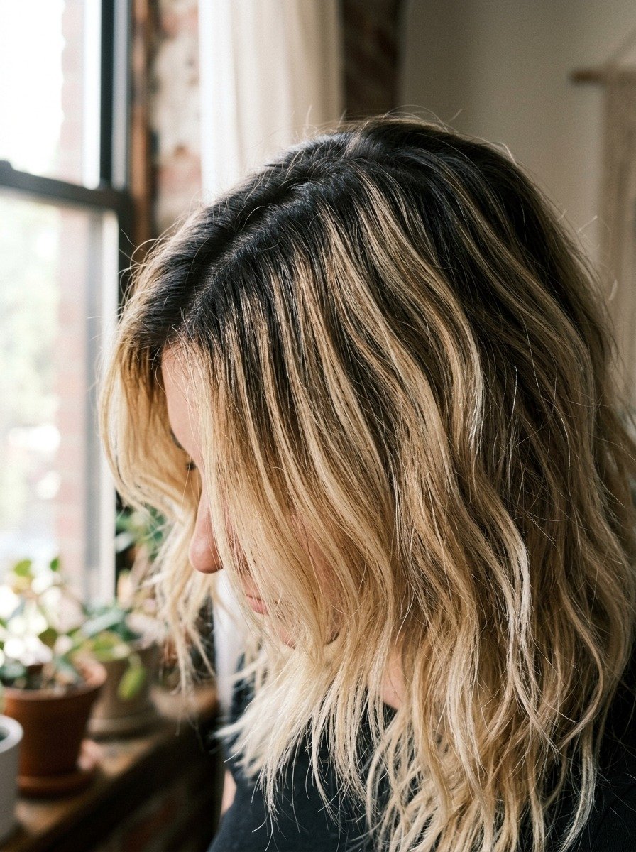 Bleached Blonde With Dark Roots
