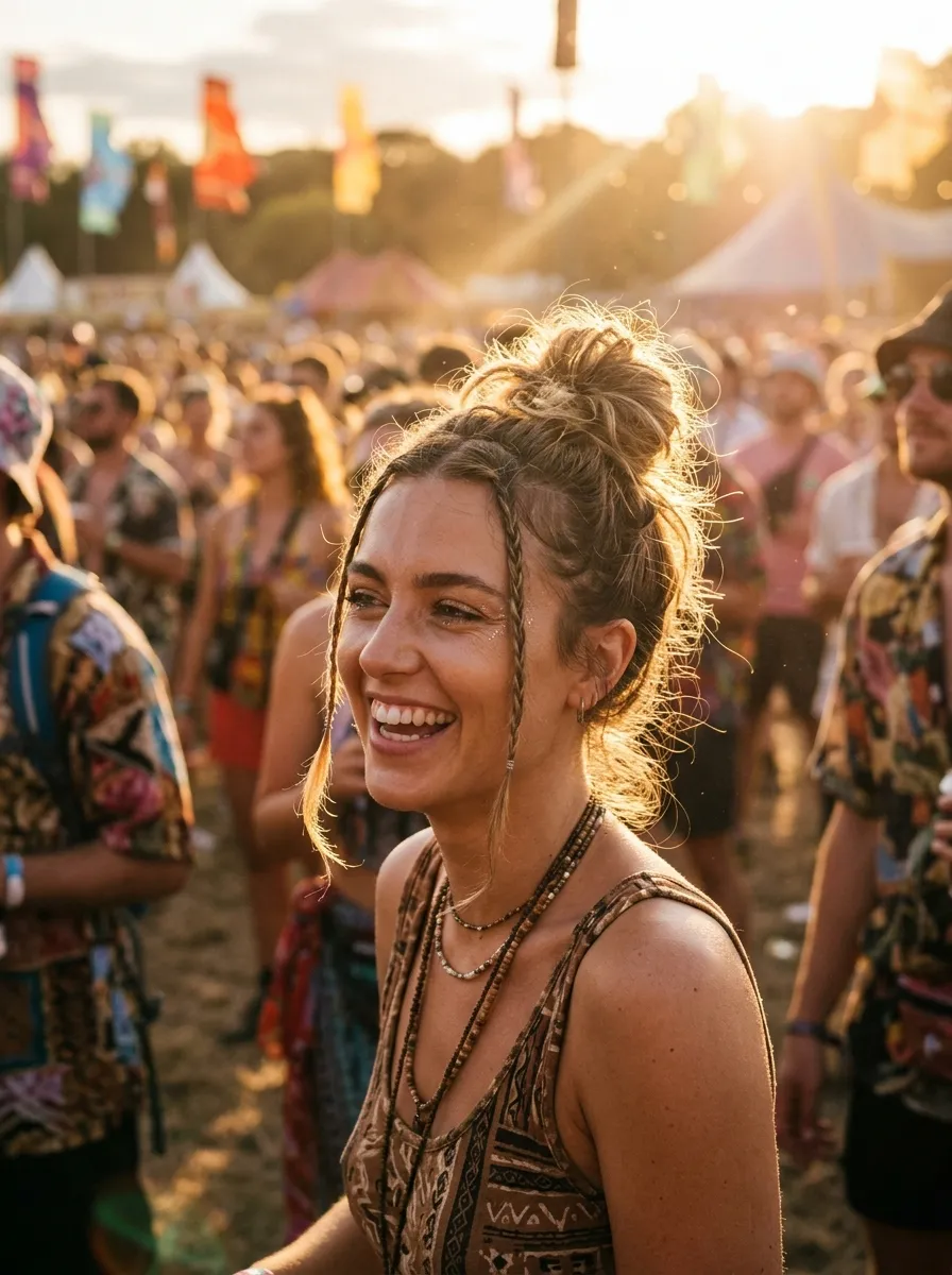 Messy Top Knot with Baby Braids