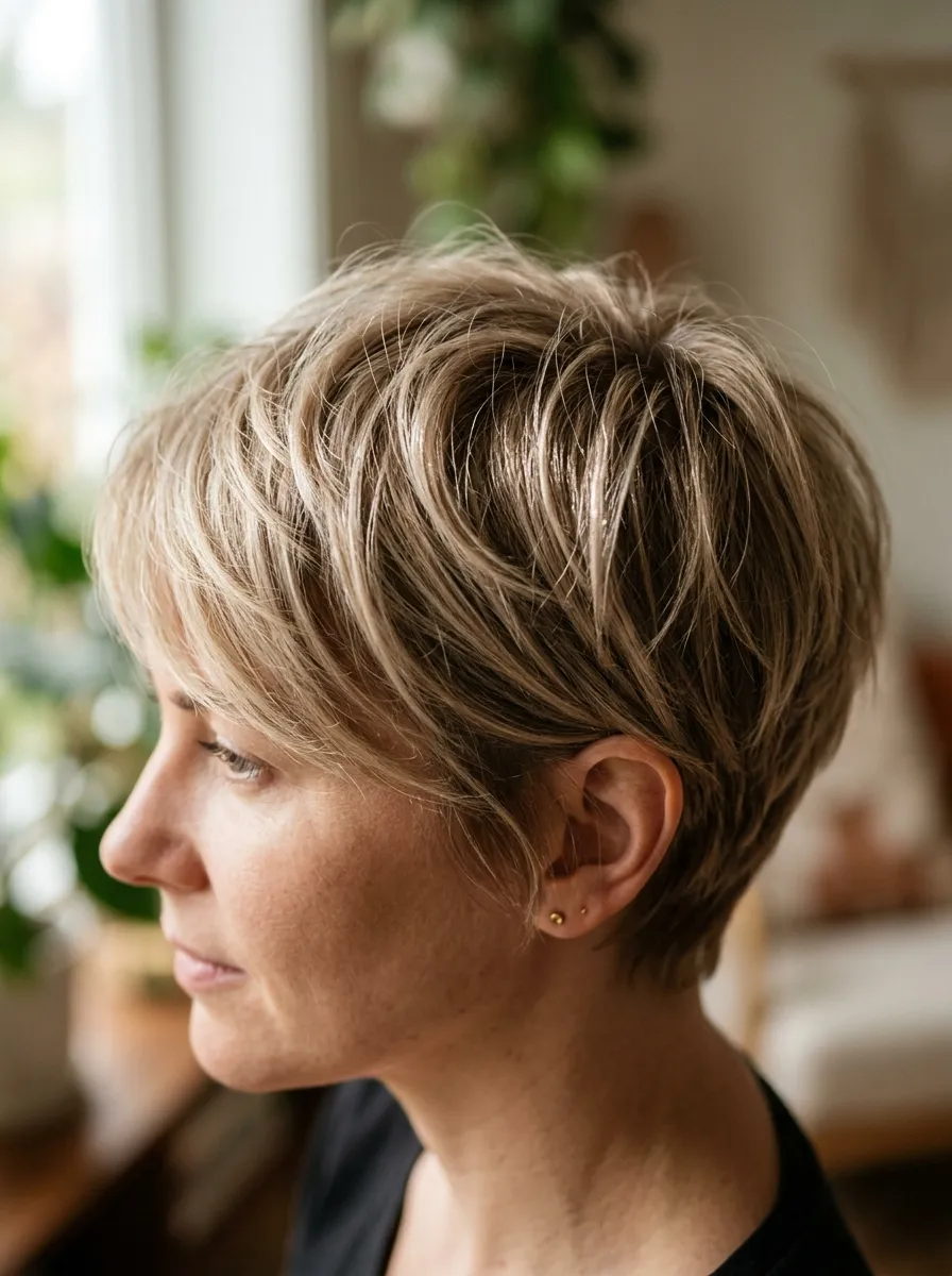 Layered Pixie for Fine Hair