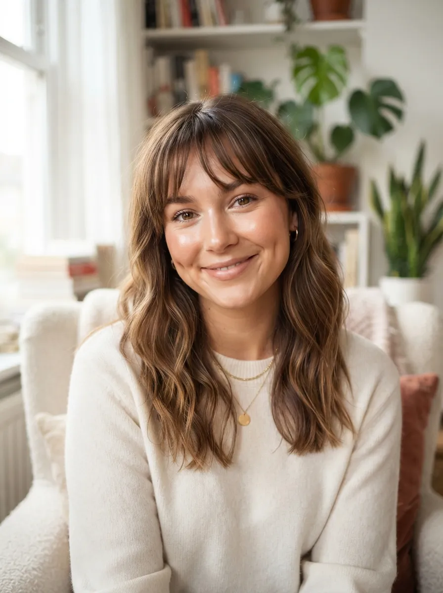 Wispy Bangs for Round Faces