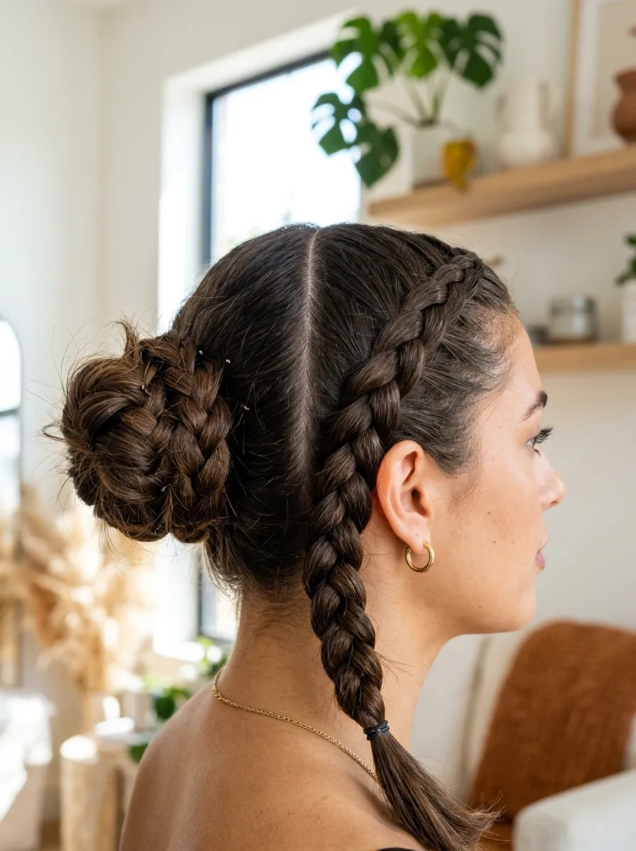 The Mismatched Bun And Braid
