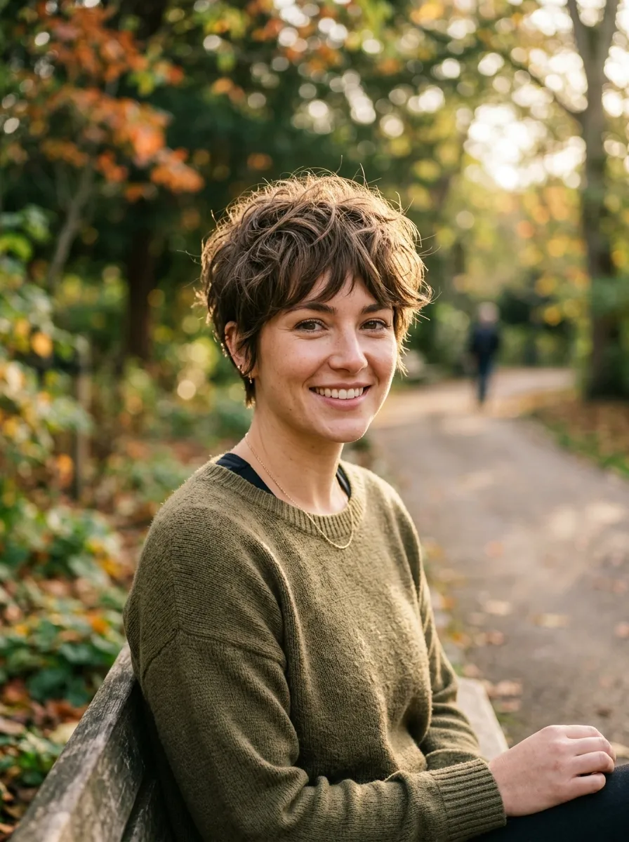 Textured Pixie Shag with Bangs