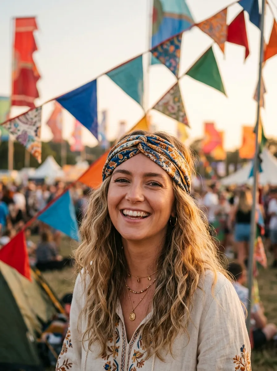 Boho Waves with Headband Scarf
