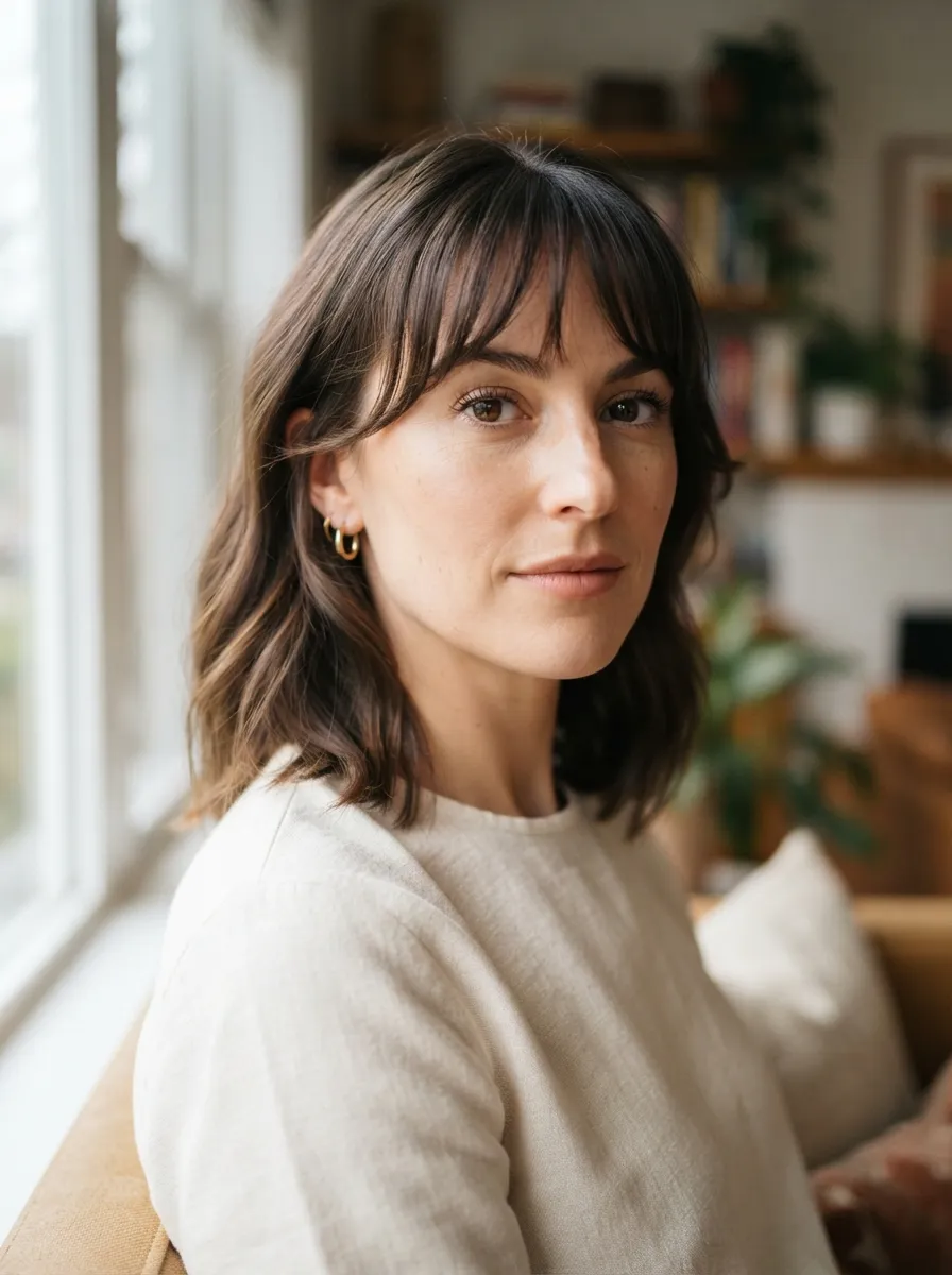 Wispy Bangs for Square Faces