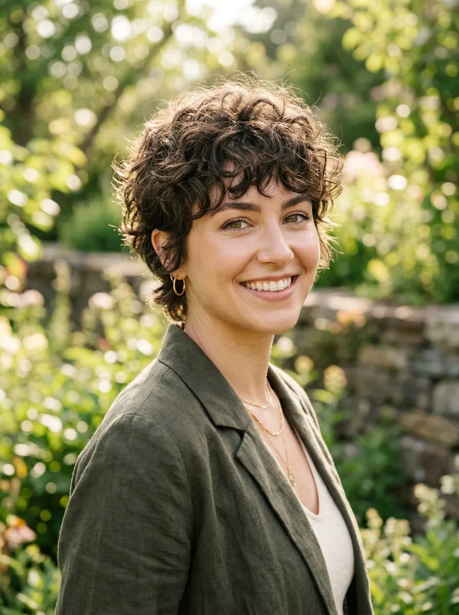 Short Curly Wolf Pixie