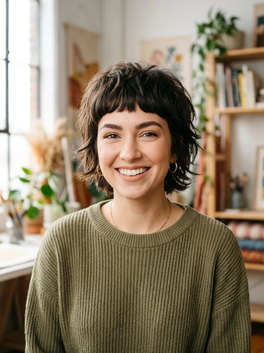 Shag with Rounded Baby Bangs